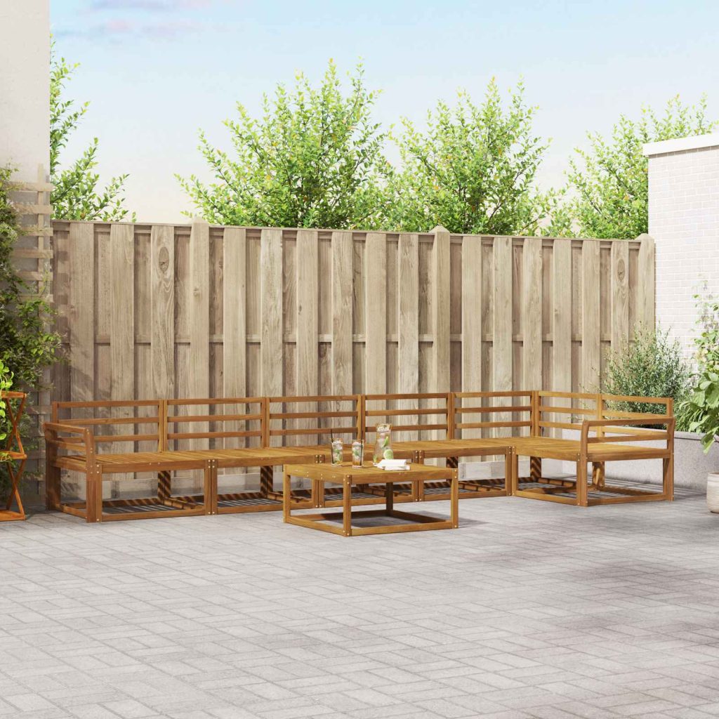 Ulkosohvakokoelma 7 pcs Luonnollinen Tiheä akasiapuu