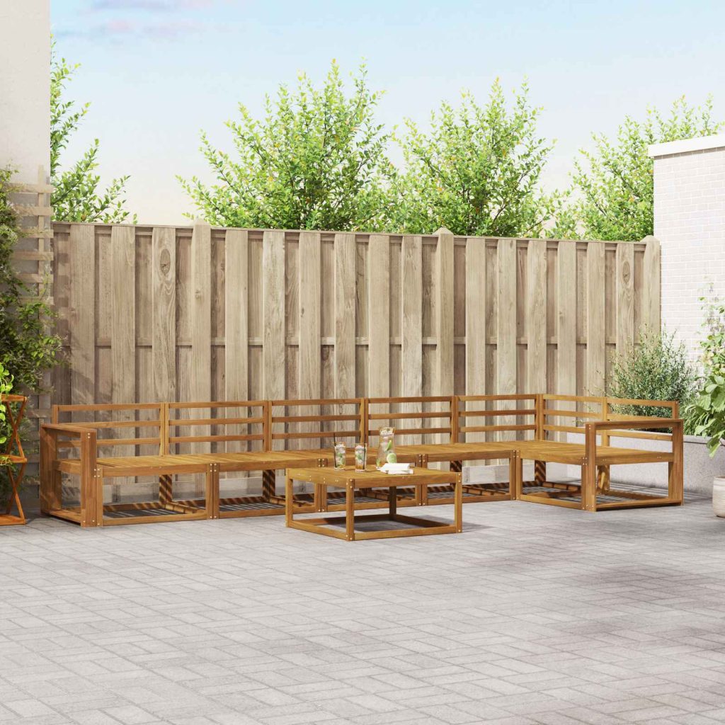 Ulkosohvakokoelma 7 pcs Luonnollinen Tiheä akasiapuu