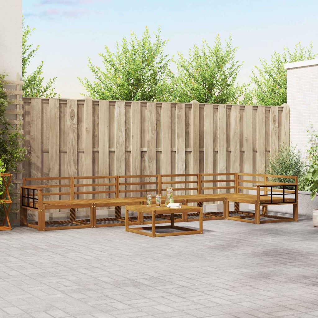 Ulkosohvakokoelma 7 pcs Luonnollinen Tiheä akasiapuu