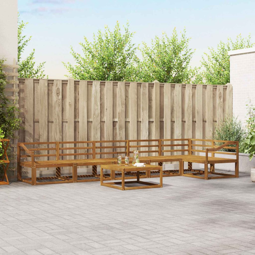 Ulkosohvakokoelma 7 pcs Luonnollinen Tiheä akasiapuu