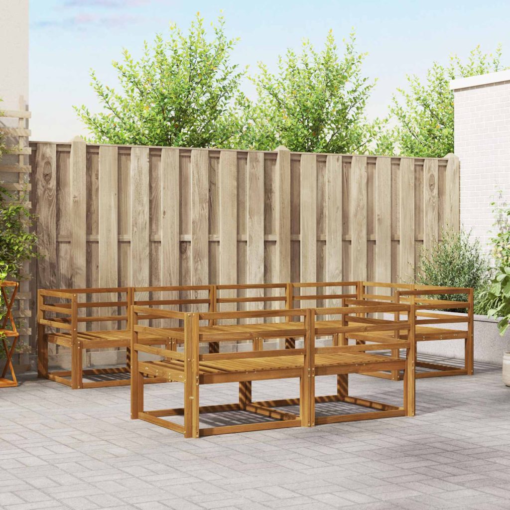 Ulkosohvakokoelma 7 pcs Luonnollinen Tiheä akasiapuu