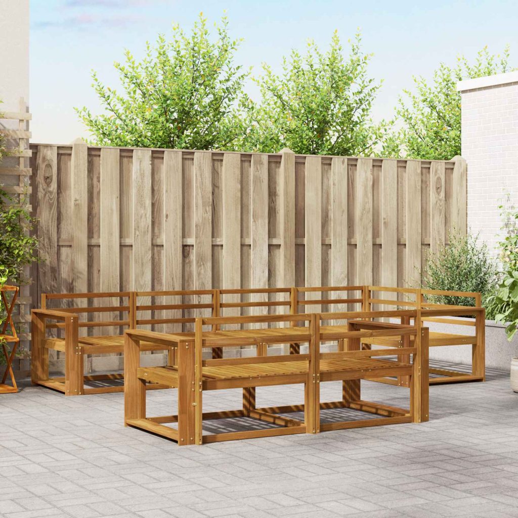 Ulkosohvakokoelma 7 pcs Luonnollinen Tiheä akasiapuu