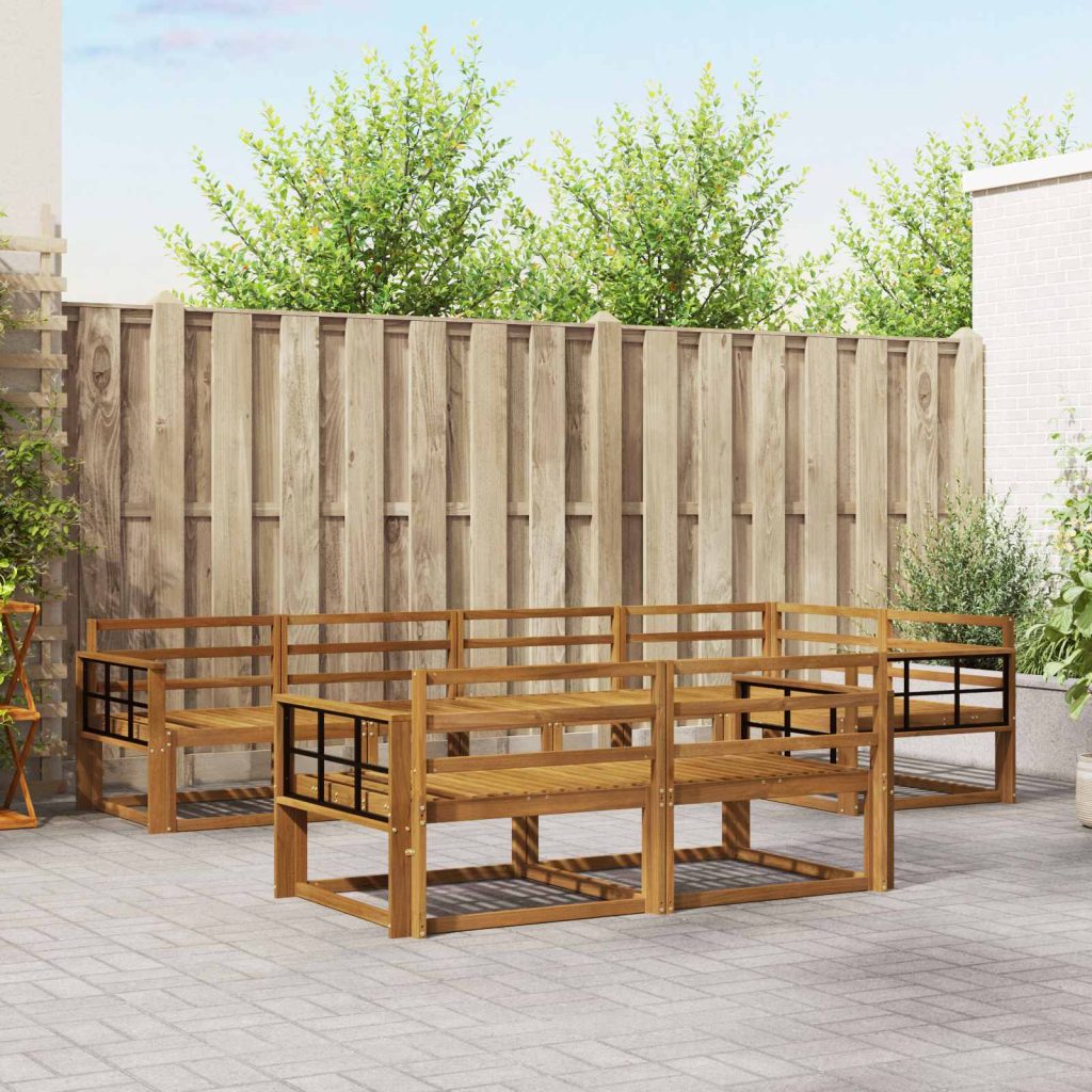 Ulkosohvakokoelma 7 pcs Luonnollinen Tiheä akasiapuu