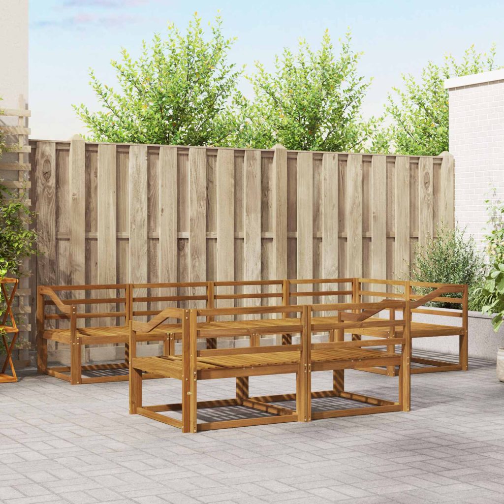 Ulkosohvakokoelma 7 pcs Luonnollinen Tiheä akasiapuu