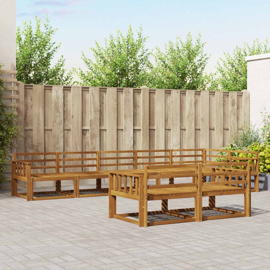 Ulkosohvakokoelma 8 pcs Luonnollinen Tiheä akasiapuu