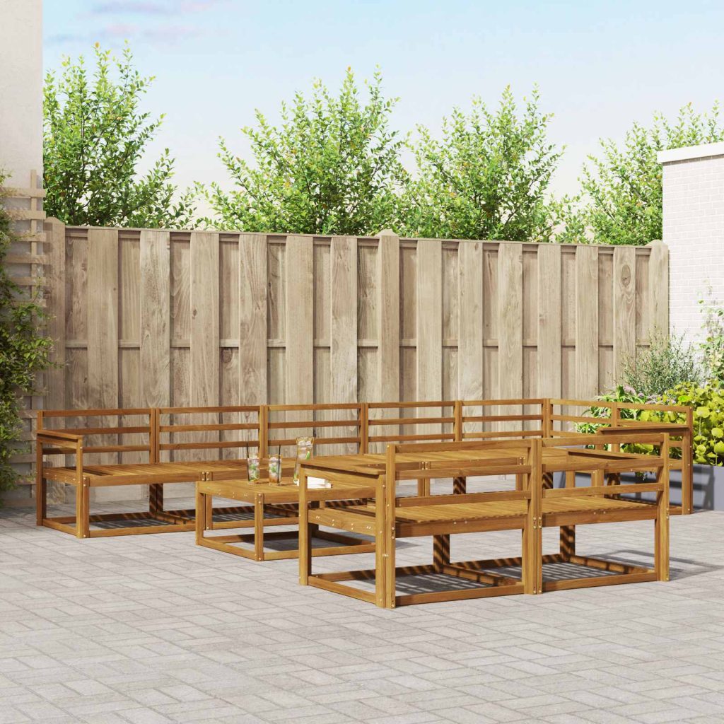 Ulkosohvakokoelma 9 pcs Luonnollinen Tiheä akasiapuu