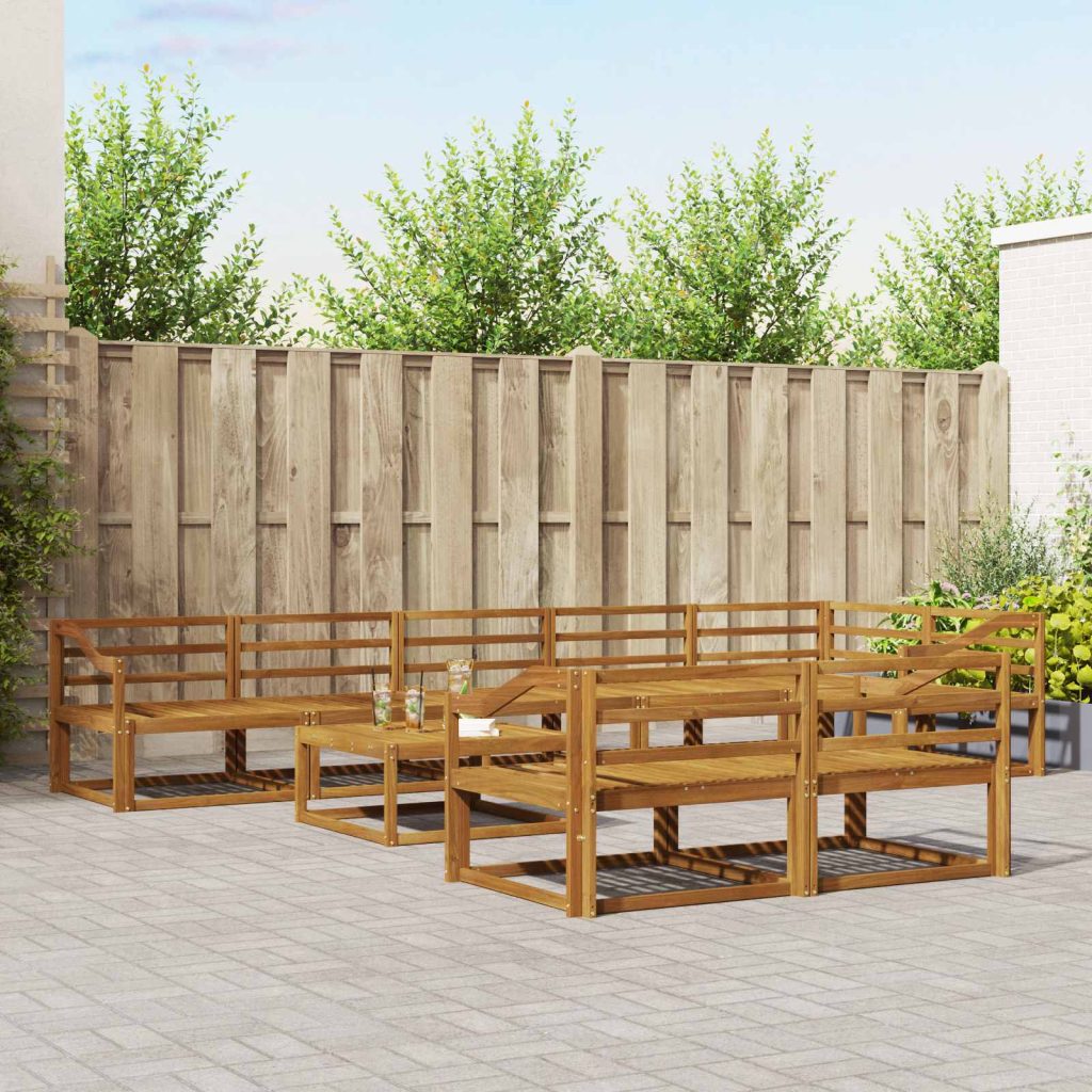 Ulkosohvakokoelma 9 pcs Luonnollinen Tiheä akasiapuu