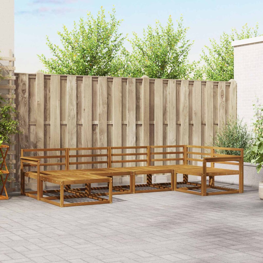 Ulkosohvakokoelma 6 pcs Luonnollinen Tiheä akasiapuu