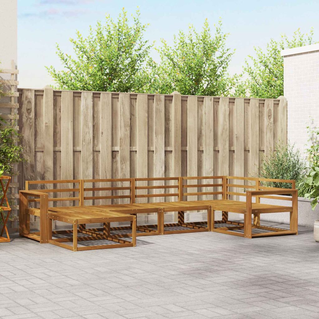 Ulkosohvakokoelma 6 pcs Luonnollinen Tiheä akasiapuu