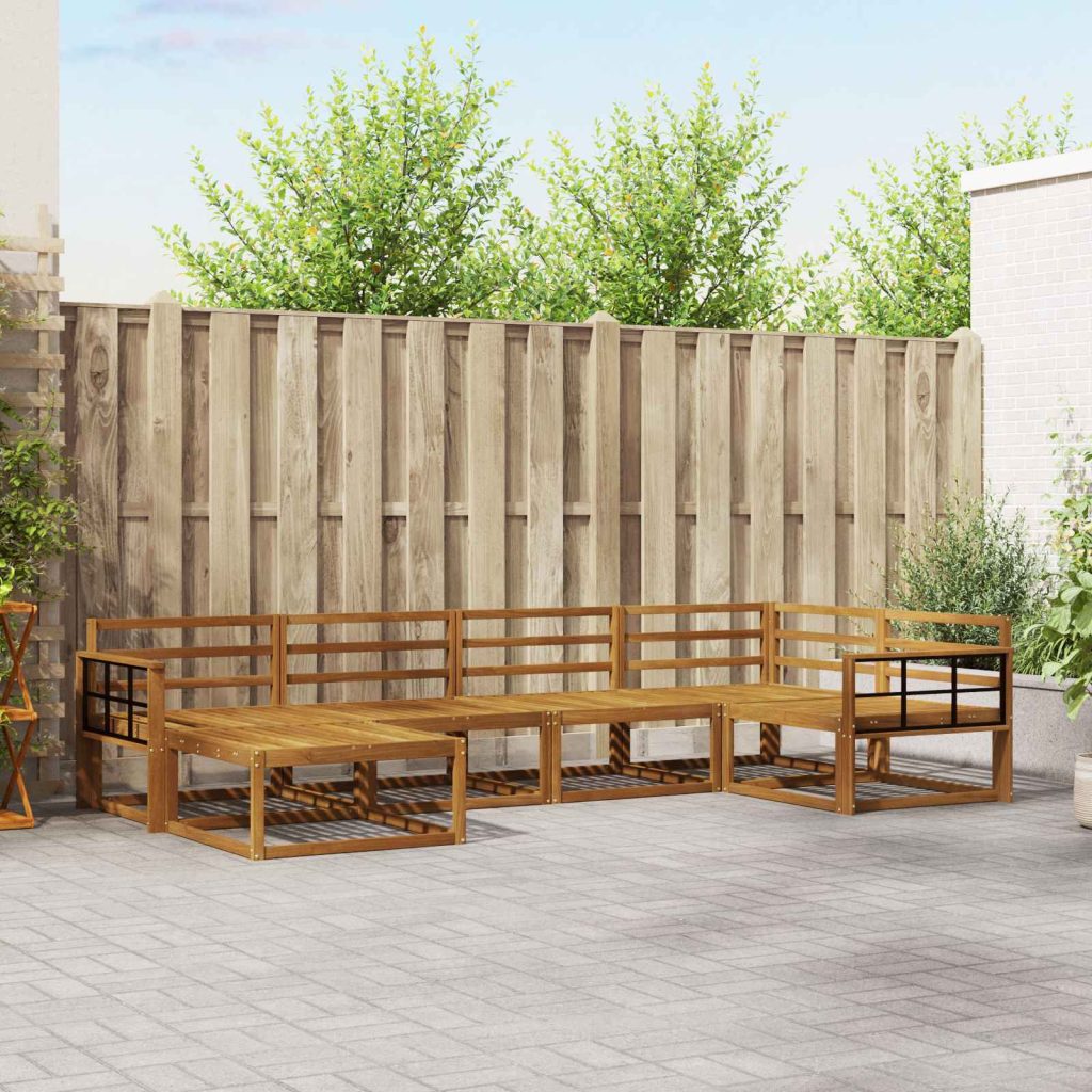 Ulkosohvakokoelma 6 pcs Luonnollinen Tiheä akasiapuu