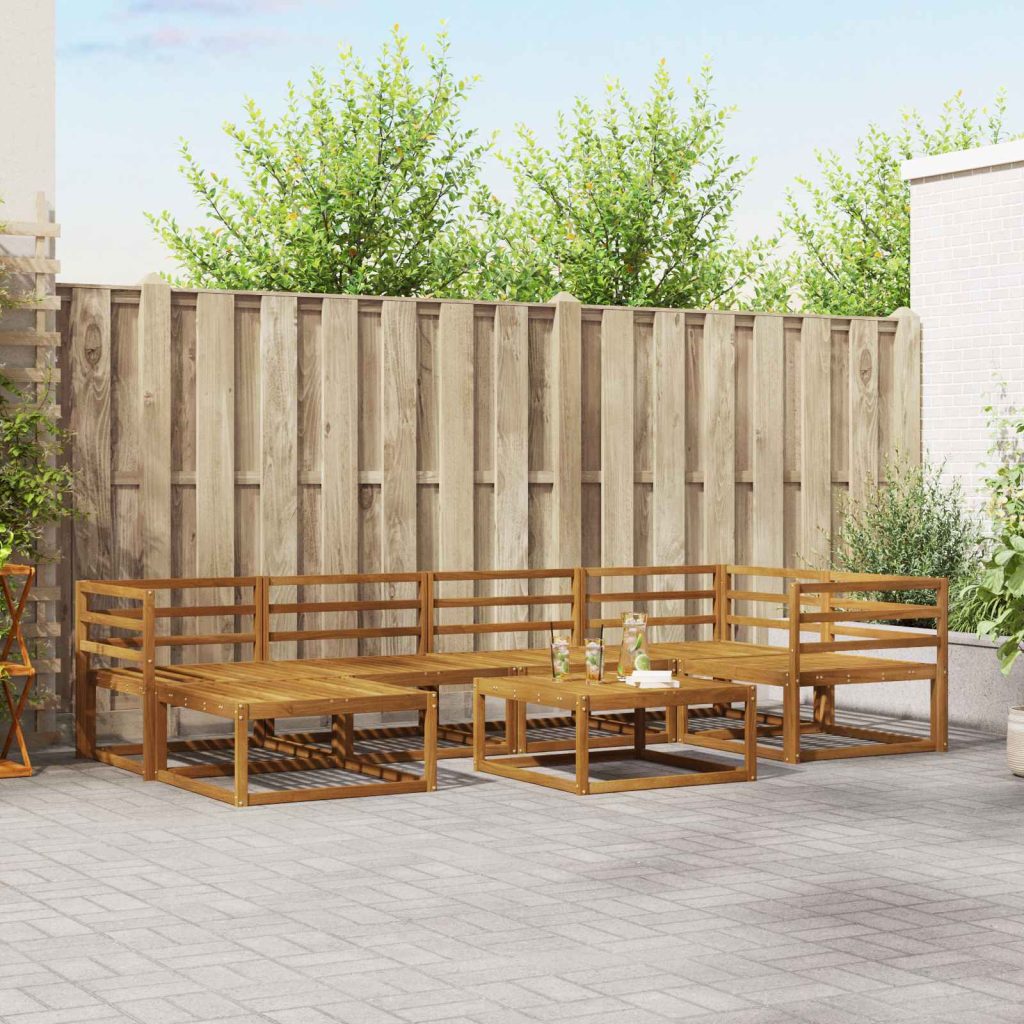 Ulkosohvakokoelma 7 pcs Luonnollinen Tiheä akasiapuu