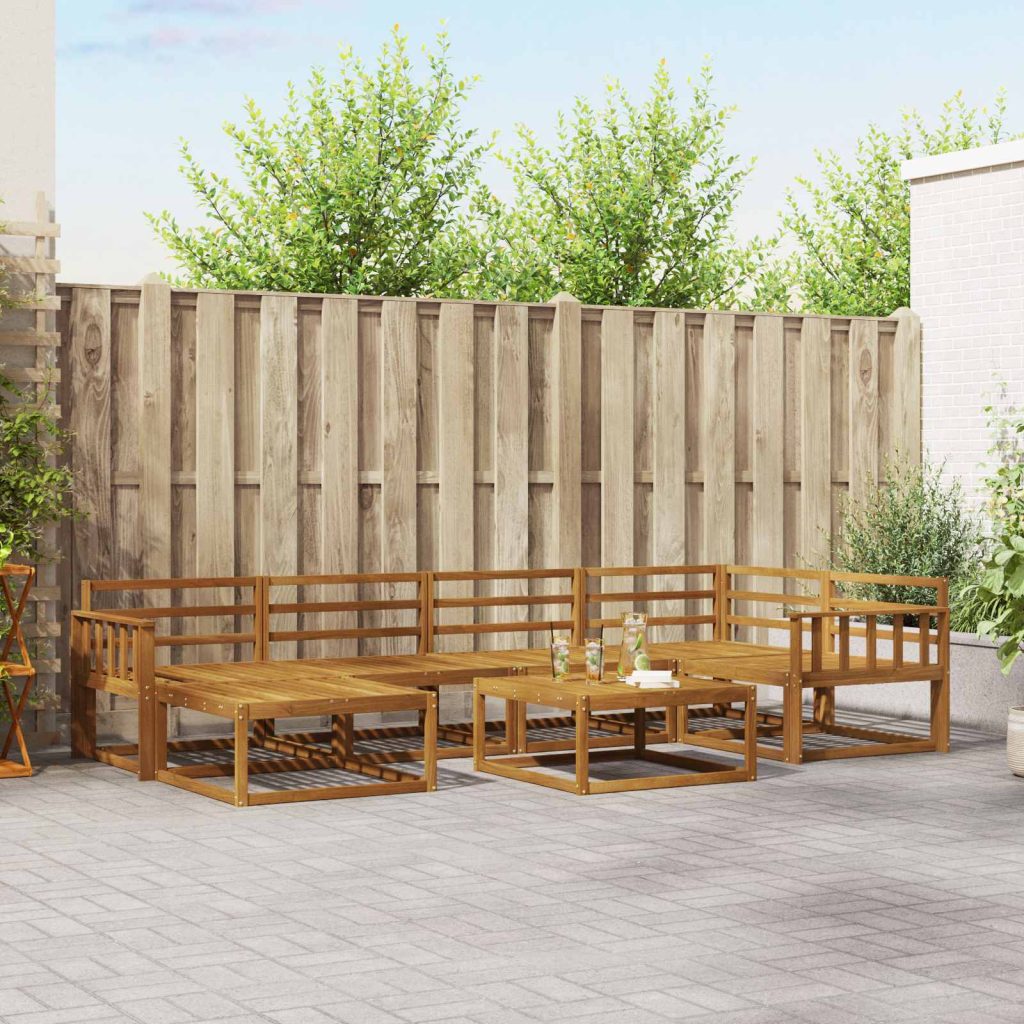 Ulkosohvakokoelma 7 pcs Luonnollinen Tiheä akasiapuu