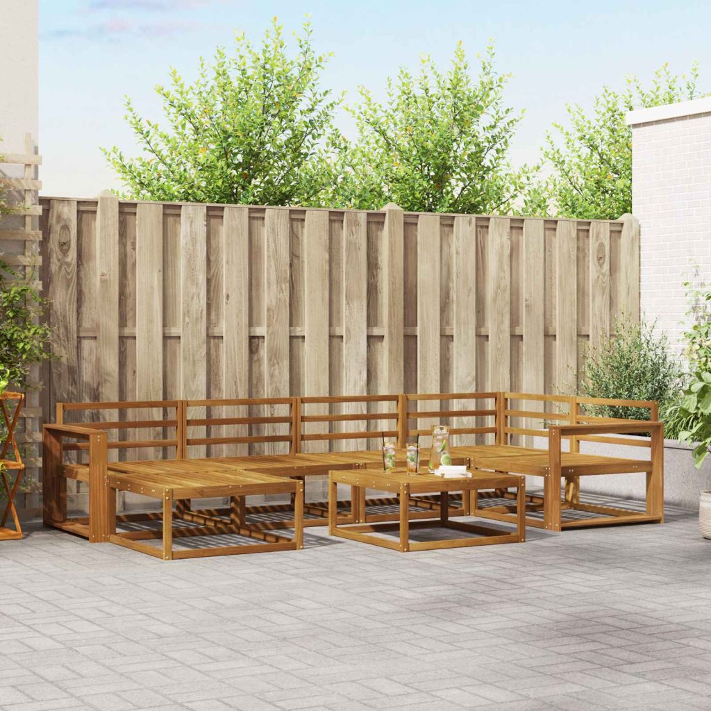 Ulkosohvakokoelma 7 pcs Luonnollinen Tiheä akasiapuu