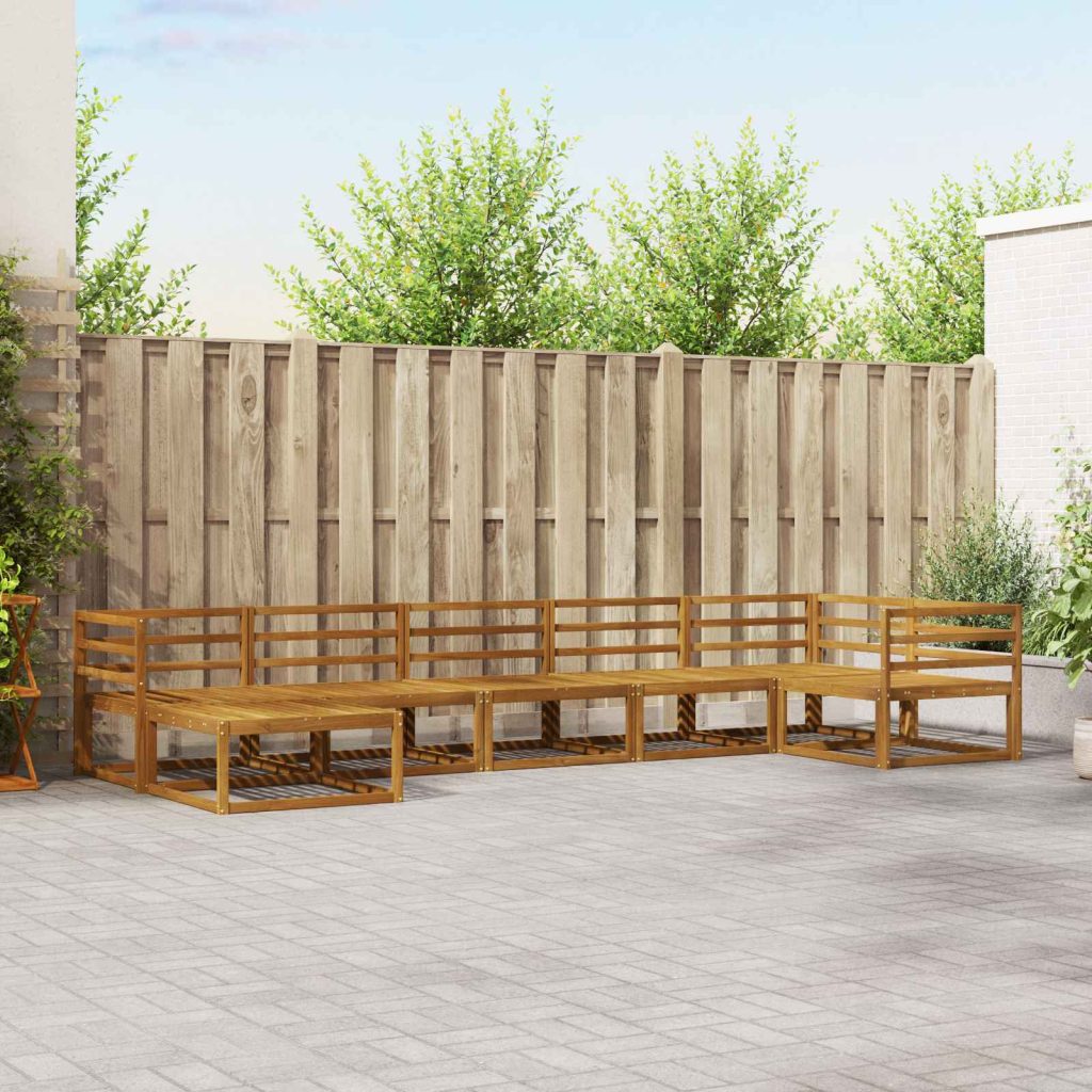 Ulkosohvakokoelma 7 pcs Luonnollinen Tiheä akasiapuu