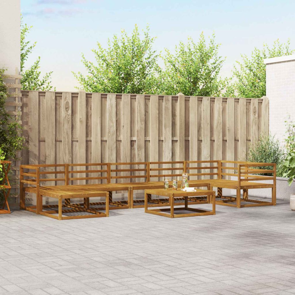 Ulkosohvakokoelma 8 pcs Luonnollinen Tiheä akasiapuu