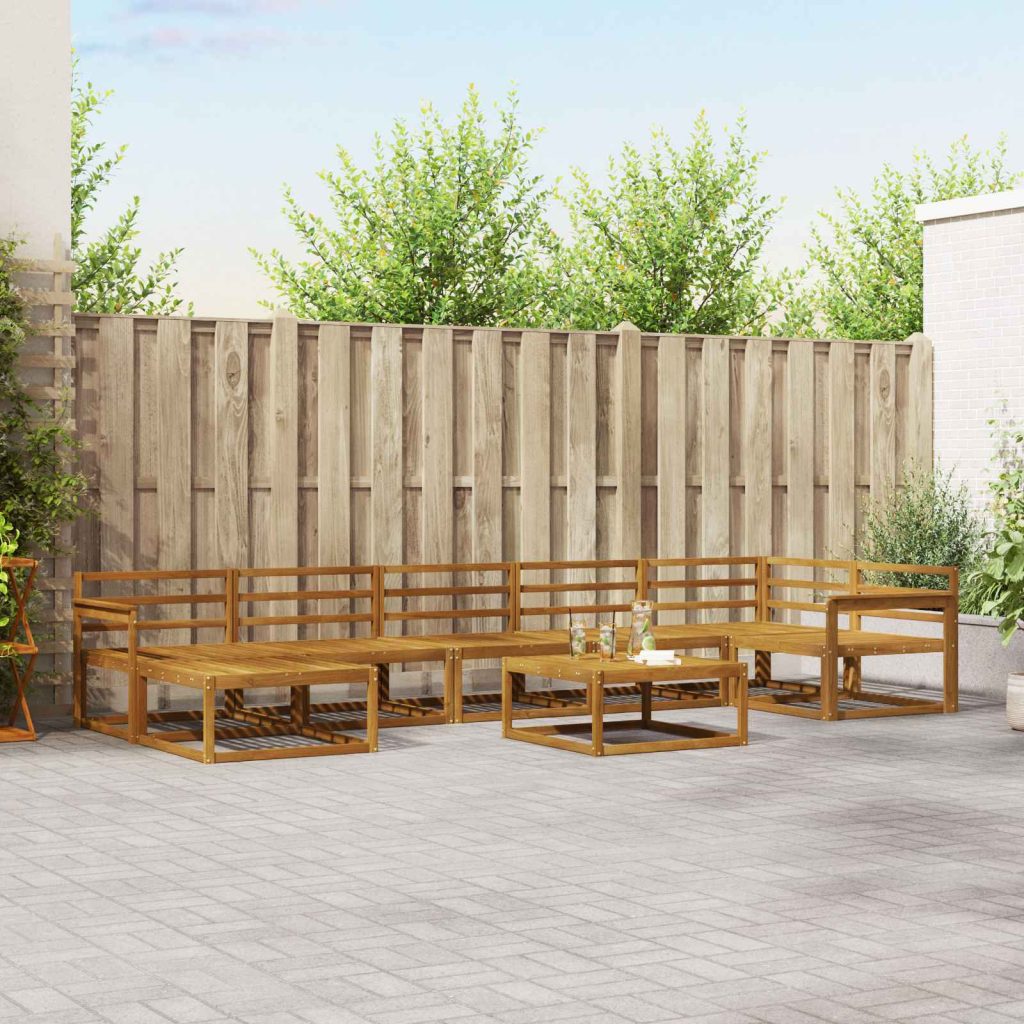 Ulkosohvakokoelma 8 pcs Luonnollinen Tiheä akasiapuu