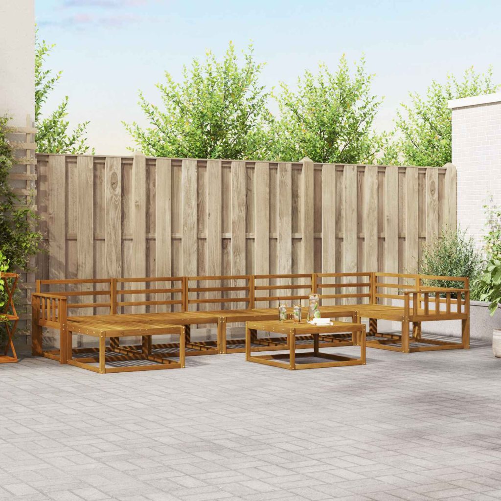 Ulkosohvakokoelma 8 pcs Luonnollinen Tiheä akasiapuu