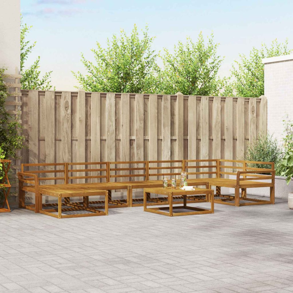 Ulkosohvakokoelma 8 pcs Luonnollinen Tiheä akasiapuu