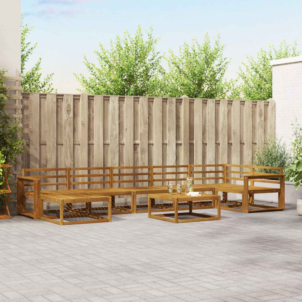 Ulkosohvakokoelma 8 pcs Luonnollinen Tiheä akasiapuu