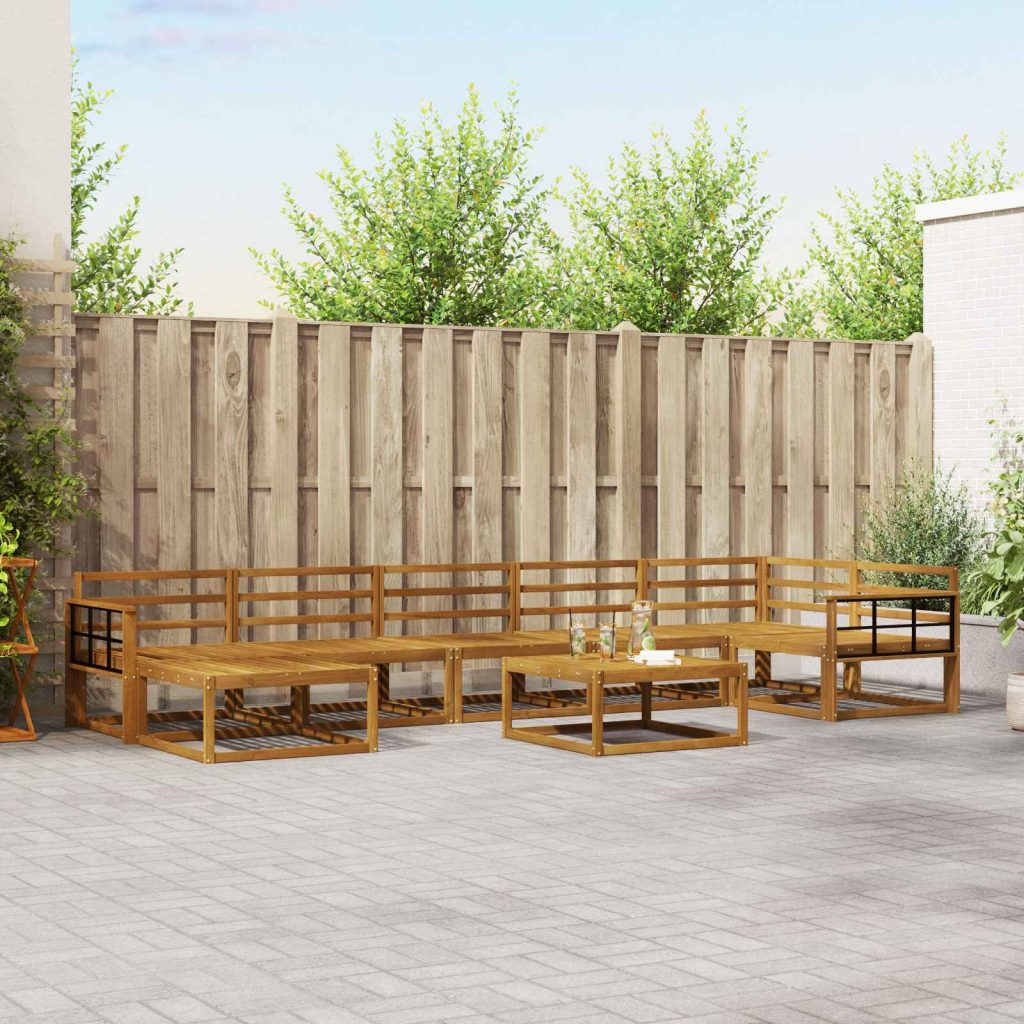 Ulkosohvakokoelma 8 pcs Luonnollinen Tiheä akasiapuu