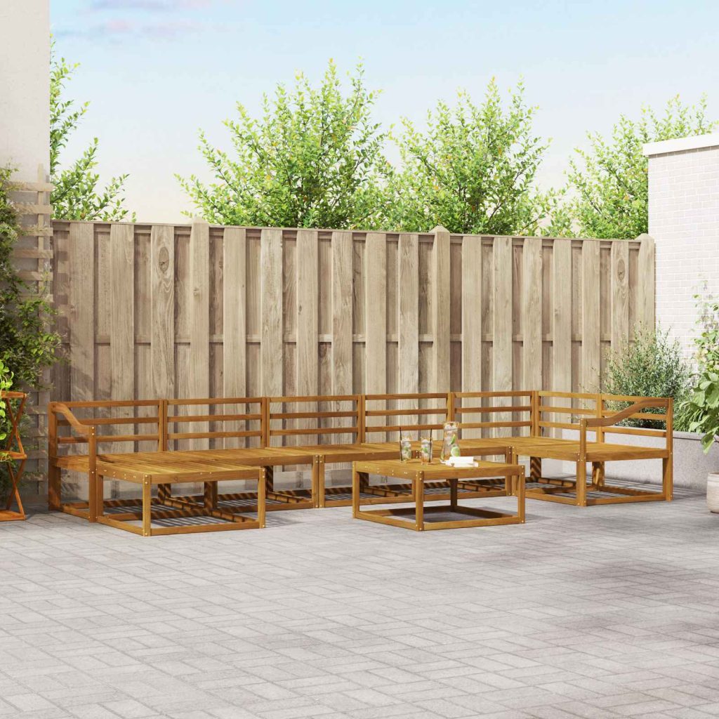 Ulkosohvakokoelma 8 pcs Luonnollinen Tiheä akasiapuu