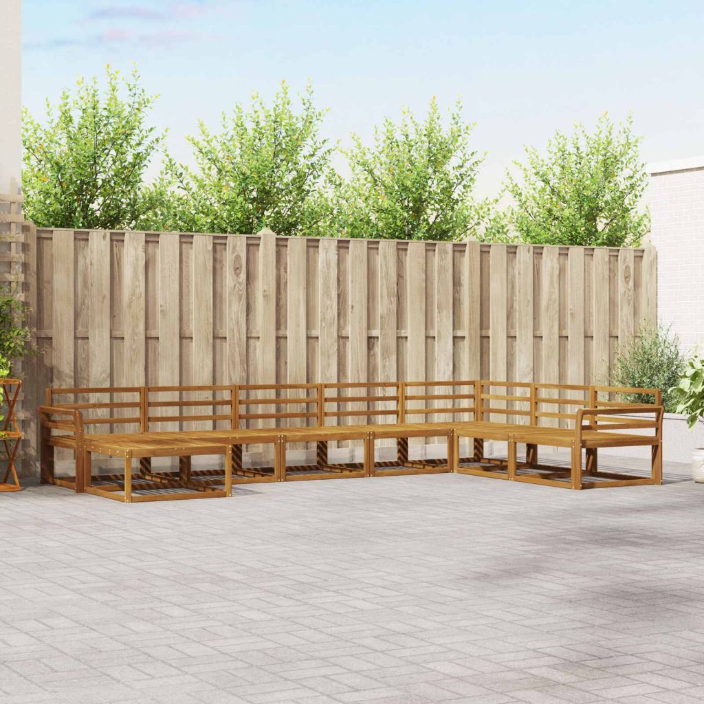 Ulkosohvakokoelma 8 pcs Luonnollinen Tiheä akasiapuu