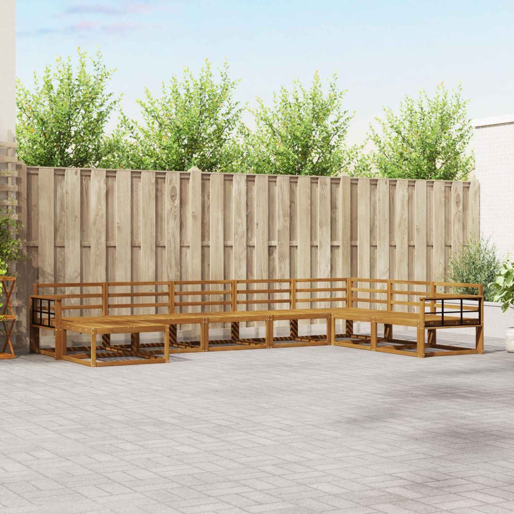 Ulkosohvakokoelma 8 pcs Luonnollinen Tiheä akasiapuu