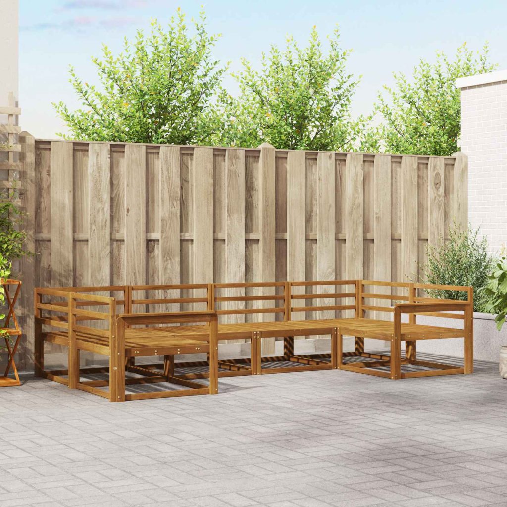 Ulkosohvakokoelma 6 pcs Luonnollinen Tiheä akasiapuu