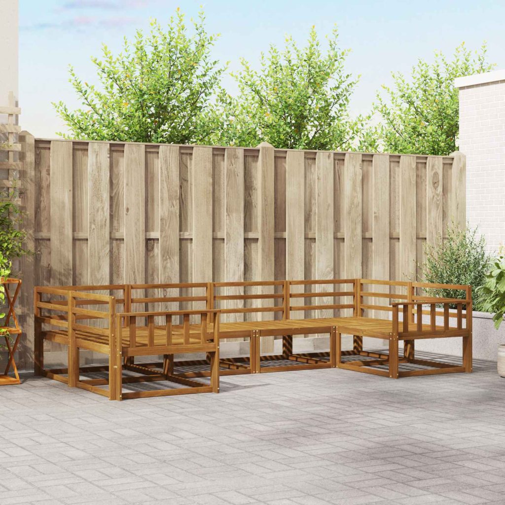 Ulkosohvakokoelma 6 pcs Luonnollinen Tiheä akasiapuu