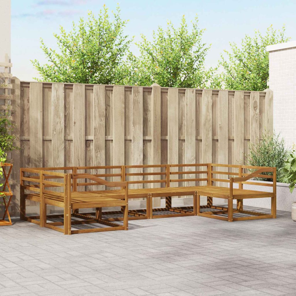 Ulkosohvakokoelma 6 pcs Luonnollinen Tiheä akasiapuu