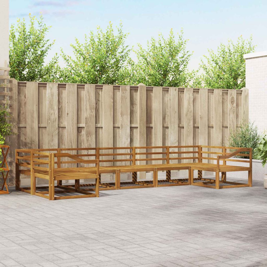 Ulkosohvakokoelma 7 pcs Luonnollinen Tiheä akasiapuu