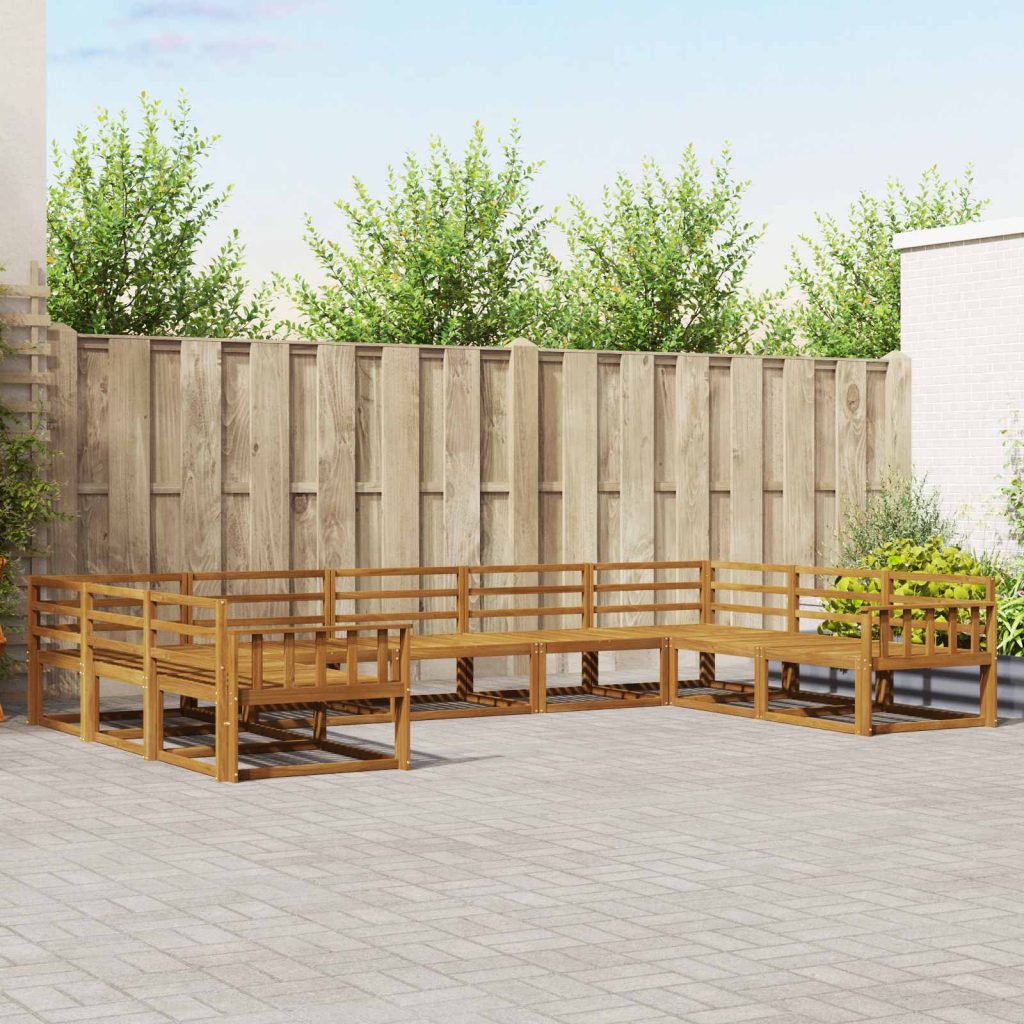 Ulkosohvakokoelma 9 pcs Luonnollinen Tiheä akasiapuu