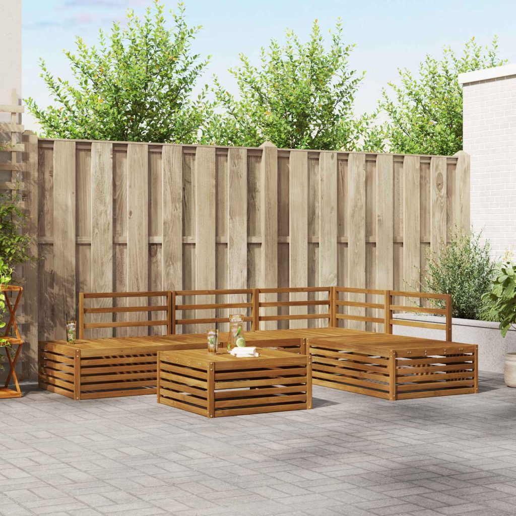 Ulkosohvakokoelma 5 Kappale Luonnollinen Tiheä akasiapuu