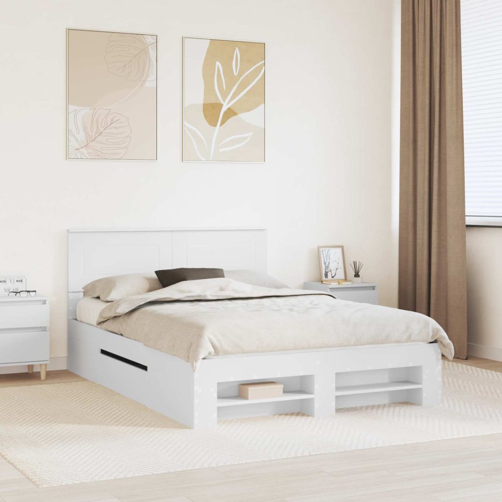 Sängyn runko päätyllä Valkoinen 140 x 200 cm Tekninen puu