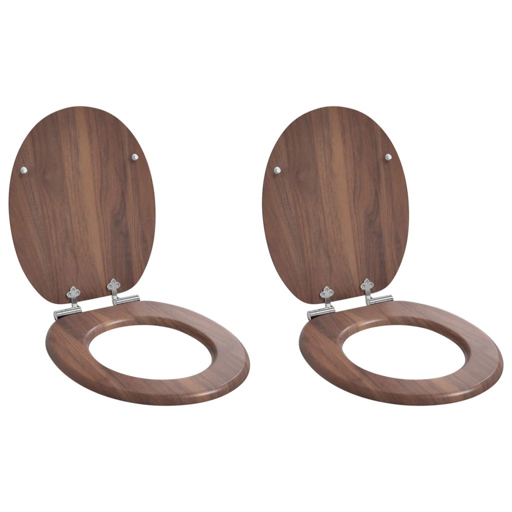 WC-istuin 2 pcs Ruskea 44 x 38 cm MDF-levy
