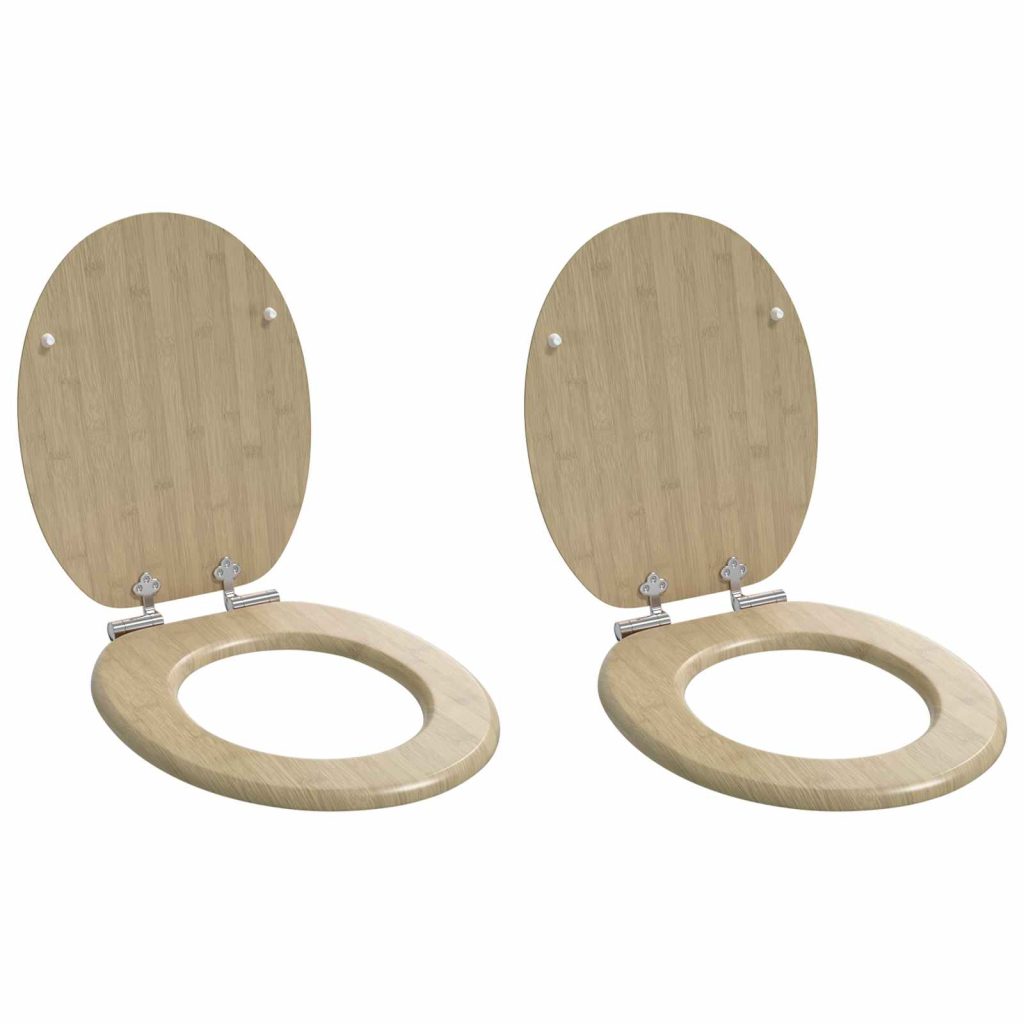 WC-istuin 2 pcs Vaalean bambun väri 44 x 38 cm MDF-levy