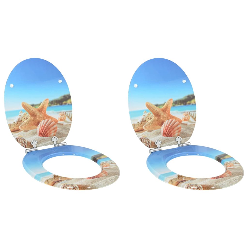 WC-istuin 2 pcs Meren simpukka 44 x 38 cm MDF-levy