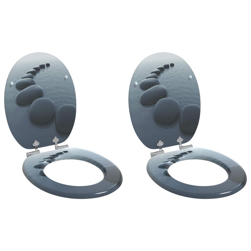 WC-istuin 2 pcs Harmaa 44 x 38 cm MDF-levy