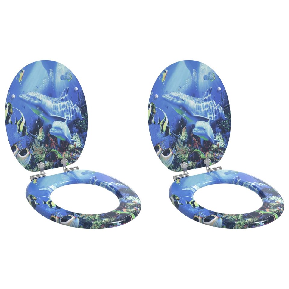 WC-istuin 2 pcs Sininen 44 x 38 cm MDF-levy