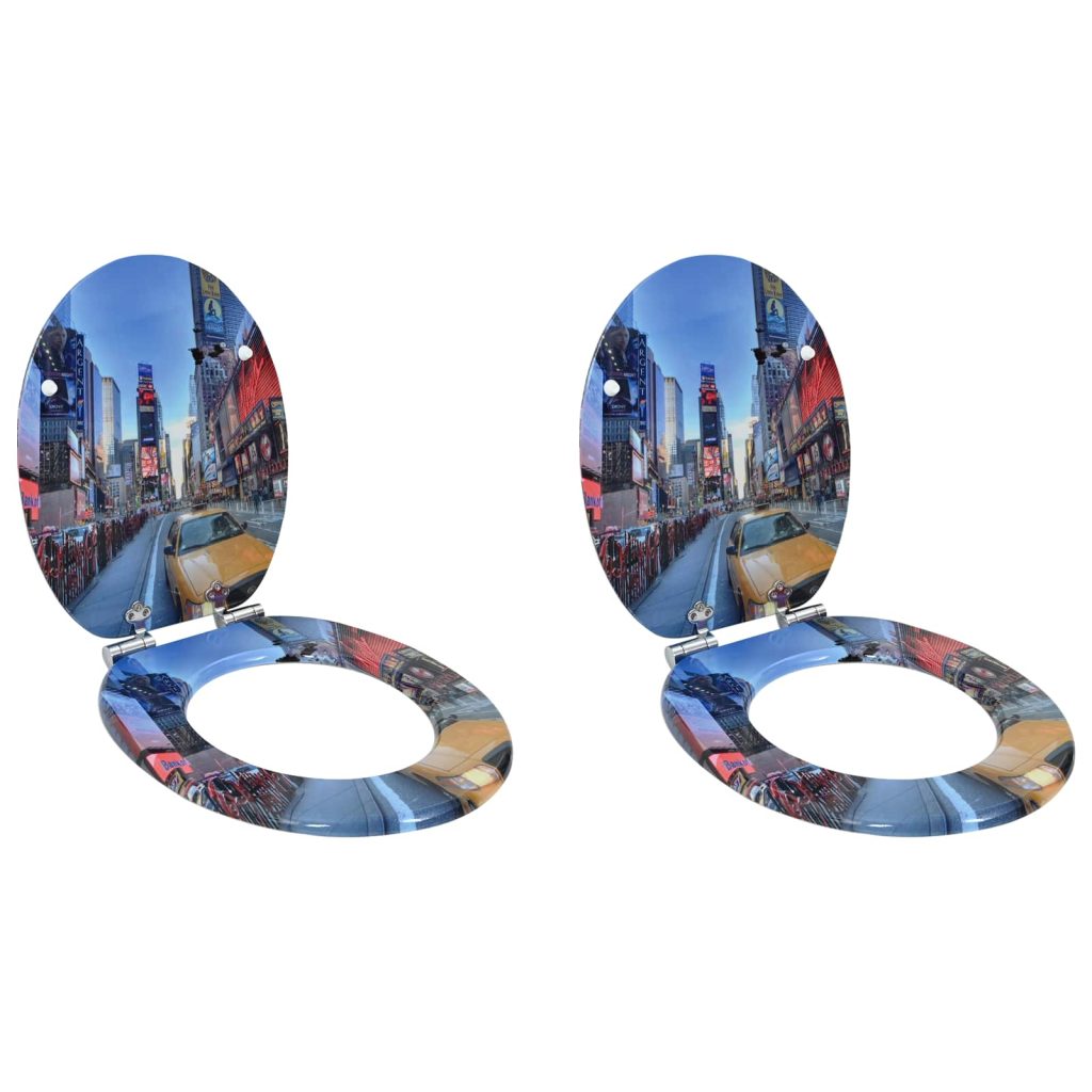 WC-istuin 2 pcs Monivärinen 43,8 x 37,8 cm MDF-levy