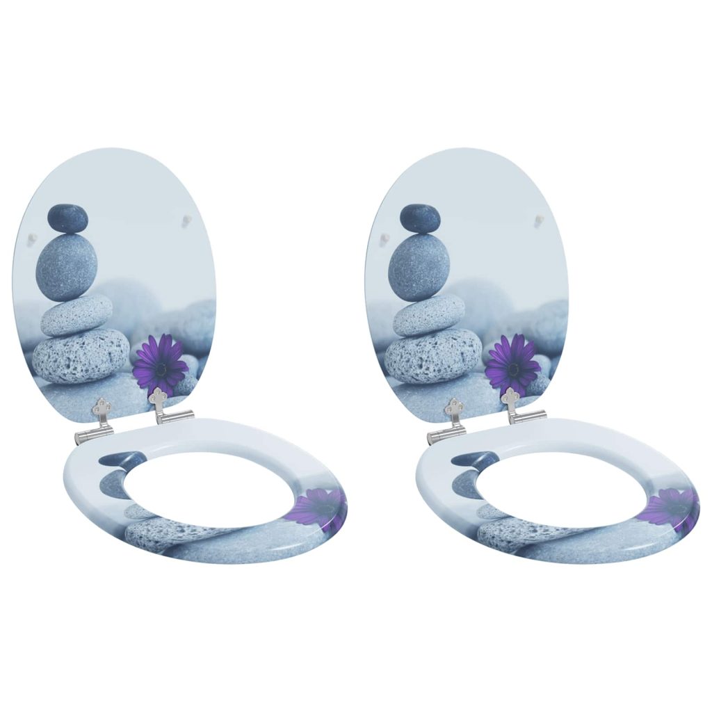 WC-istuin 2 pcs Harmaa 44 x 38 cm MDF-levy