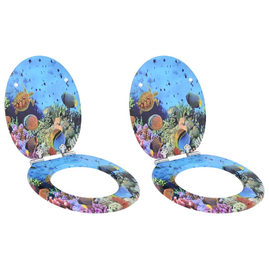 WC-istuin 2 pcs Syvänmeren sininen 44 x 38 cm MDF-levy