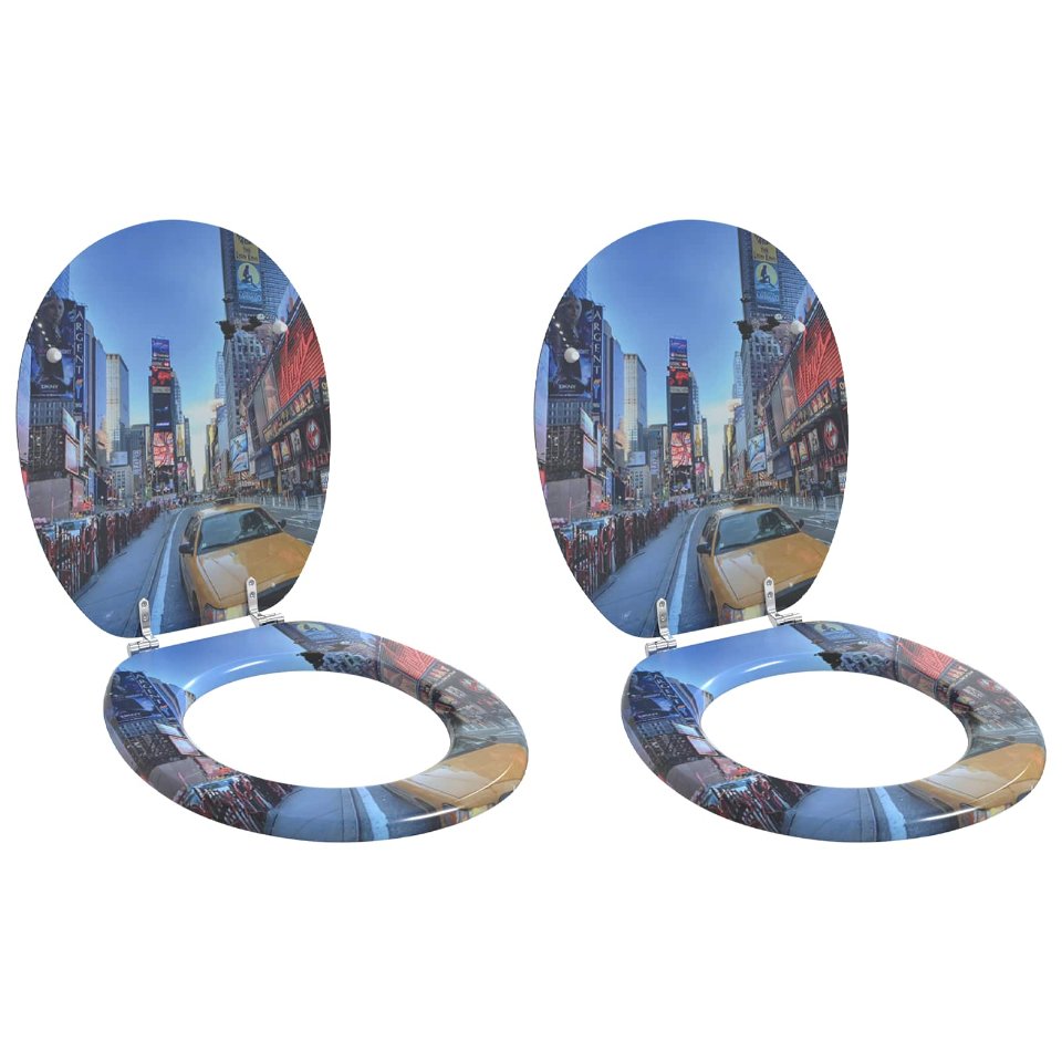 WC-istuin 2 pcs Harmaa 44 x 38 cm MDF-levy