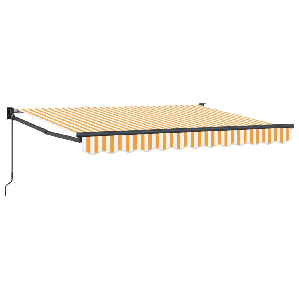 Manuaalinen vedettävä varjo Keltainen ja valkoinen 3,5 x 2 m