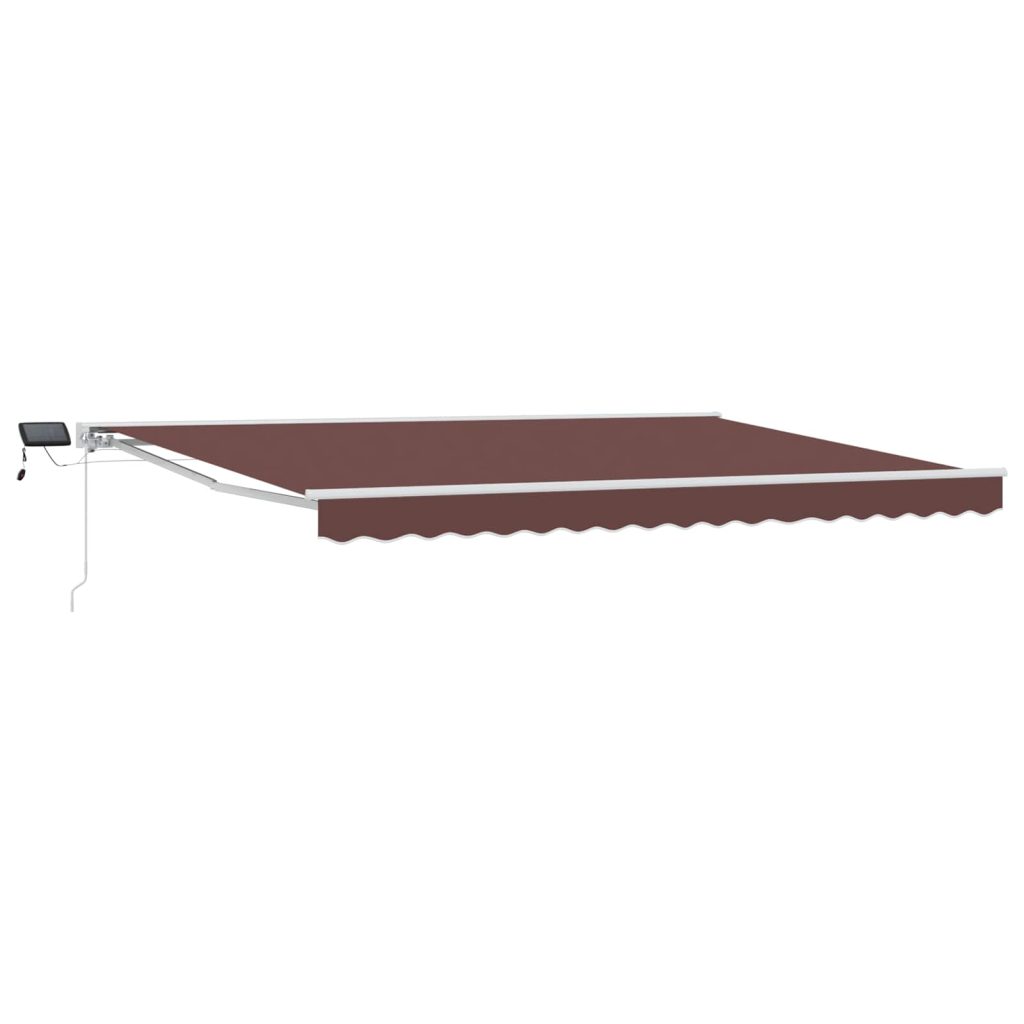 Manuaalinen markiisin runko LED-valoilla Ruskea 4,5 × 3 m