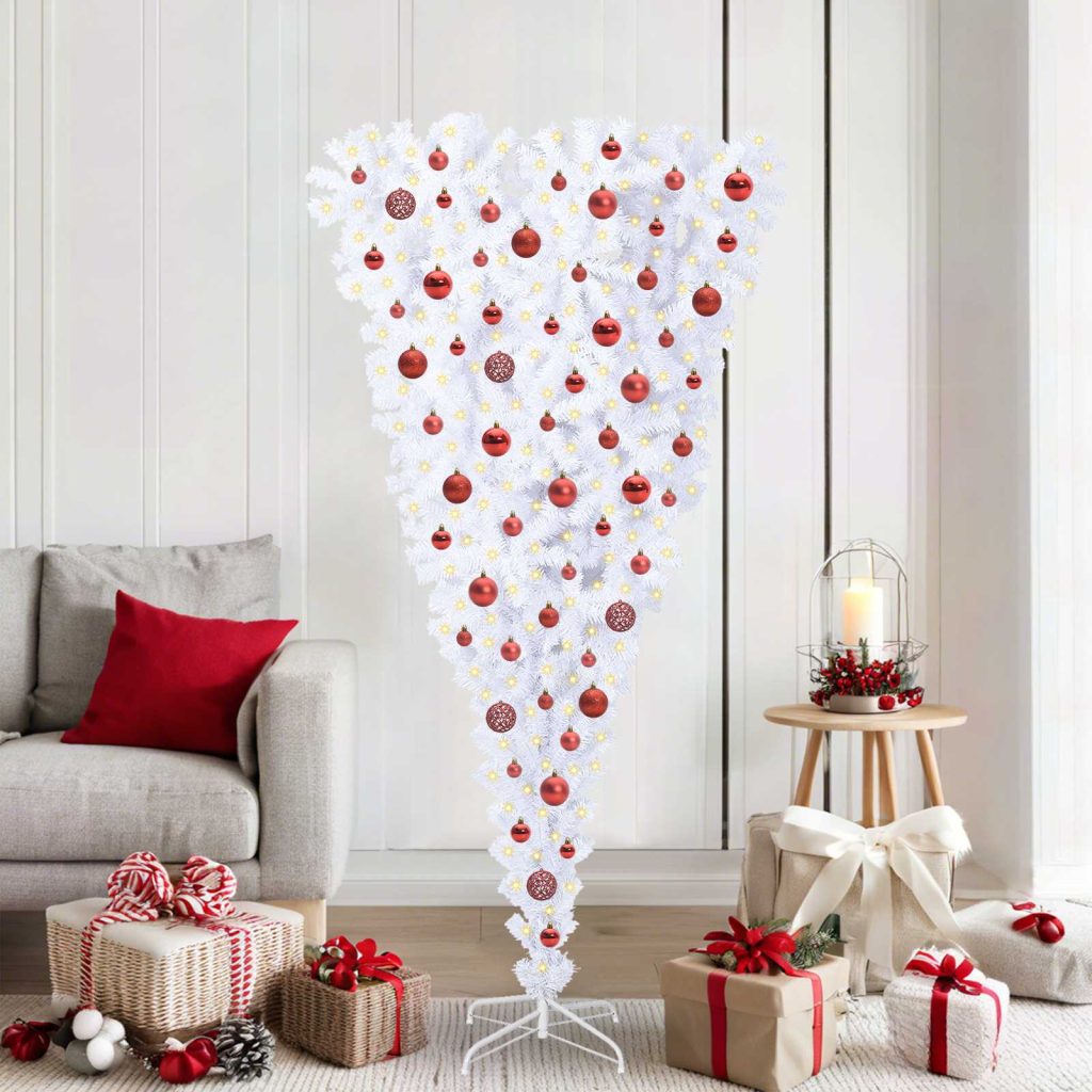 Tekojoulukuusi 300 LED-valoilla Valkoinen 180 cm PVC ja Teräs