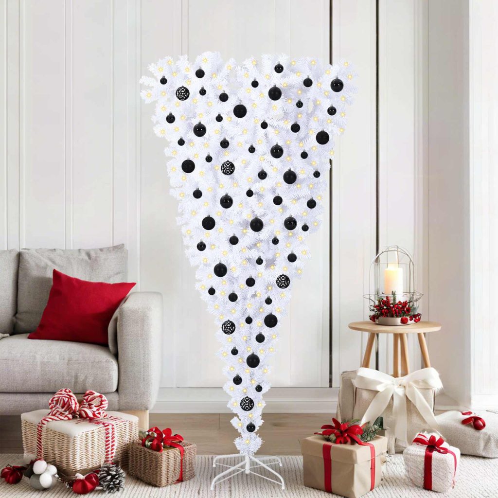 Tekojoulukuusi 300 LED-valoilla Valkoinen 180 cm PVC ja Teräs