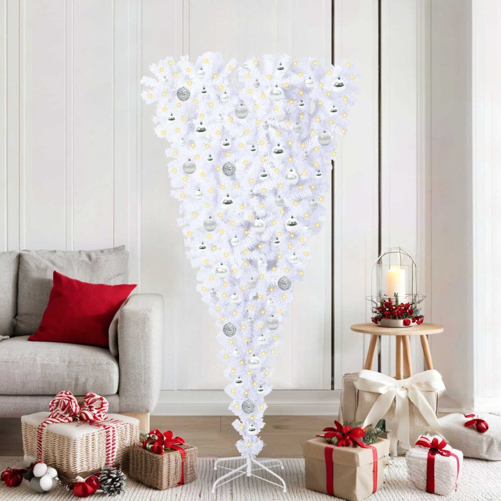 Tekojoulukuusi 300 LED-valoilla Valkoinen 180 cm PVC ja Teräs