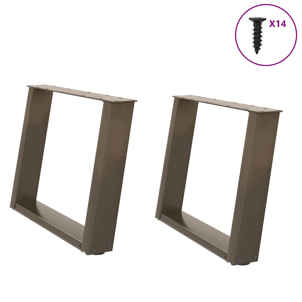 Sohvapöydän jalat U-muotoiset 2 kpl Luonnonvärinen teräs 70x(42-43) cm Teräs