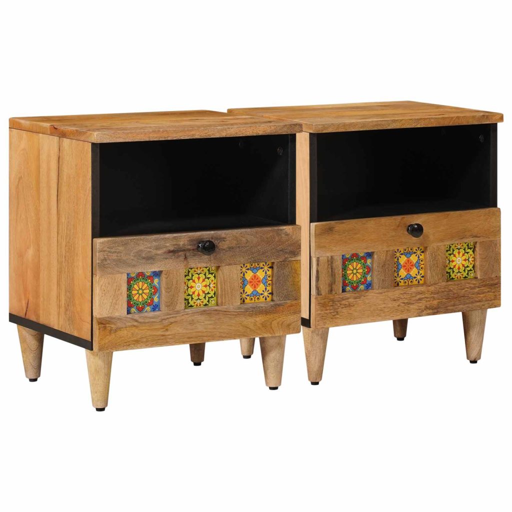 Yöpöytäkaappi 2 pcs Luonnollinen 40 x 33 x 46 cm